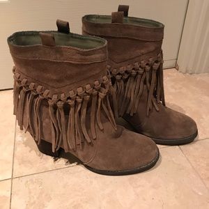 Sbicca Fringe Suede Booties